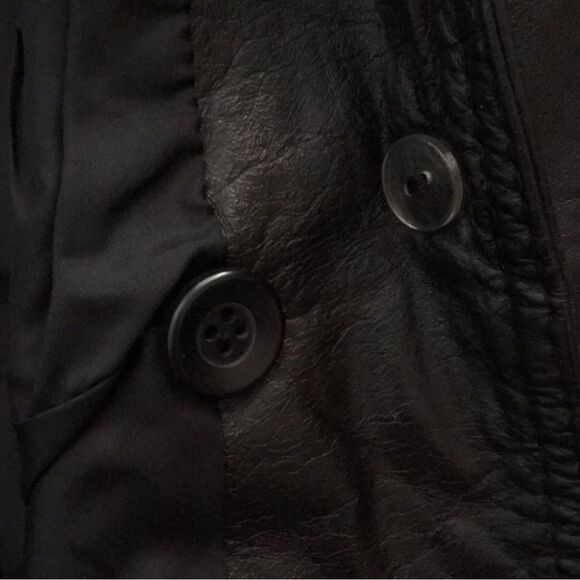 SALE 🔥 Vintage Leather Jacket Black Cropped Bomber Moto Blazer Size 8 - Picture 5 of 7